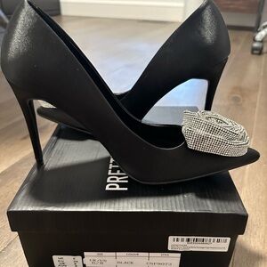 Pretty little things satin heels with a diamond flower detail